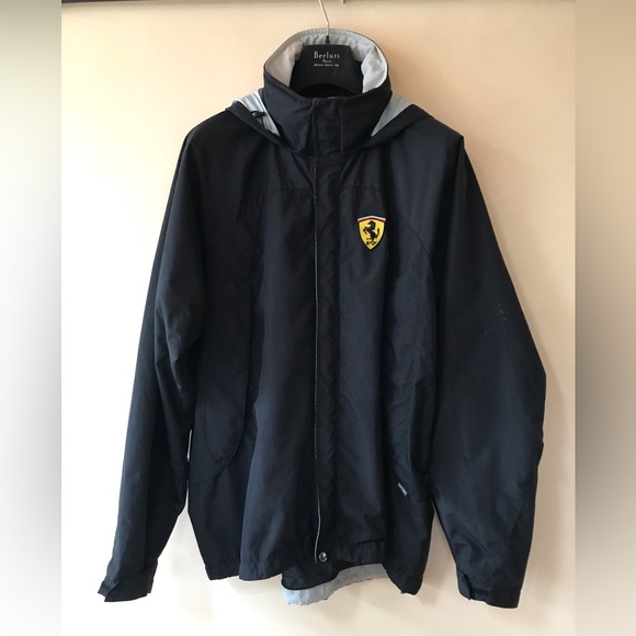 Mens Ferrari Original Lightweight Hooded Jacket, black, XL - Picture 1 of 14